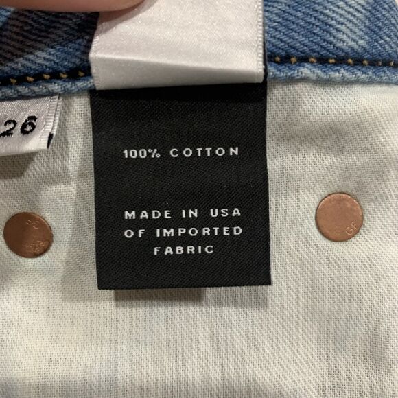 GRLFRND Size 26 Cindy Denim Shorts High Rise Frayed Hem Holographic Wear Me Out - Picture 8 of 12